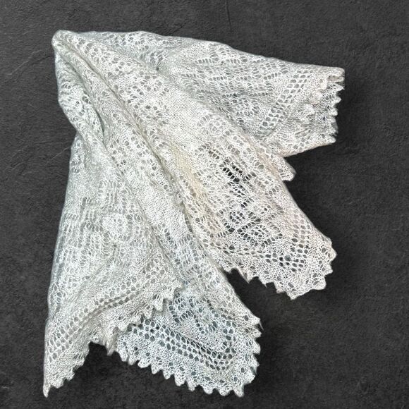 Accessories - Goat Wool Lace Knit Shawl Scarf Wrap
Handmade Russian Orenburg Style Light Gray